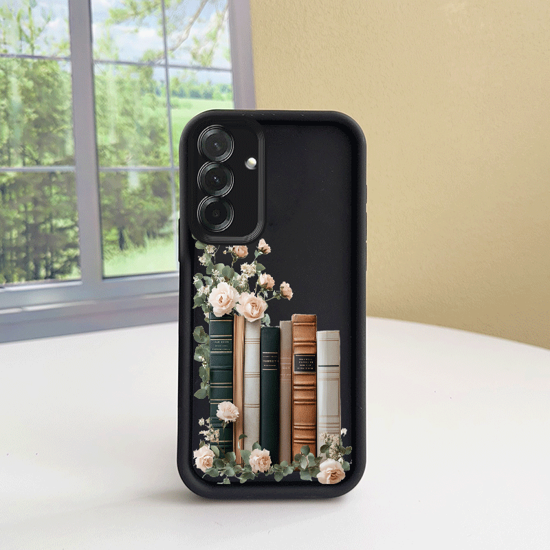 TEMU Phone Case - Floral And Book Pattern Phone Case Suitable For Galaxy A05 A05s A06 A07 A12 A13 A14 A15 A16 5g A17 A21s A22 A23 A24 A25 A26 A32 A33