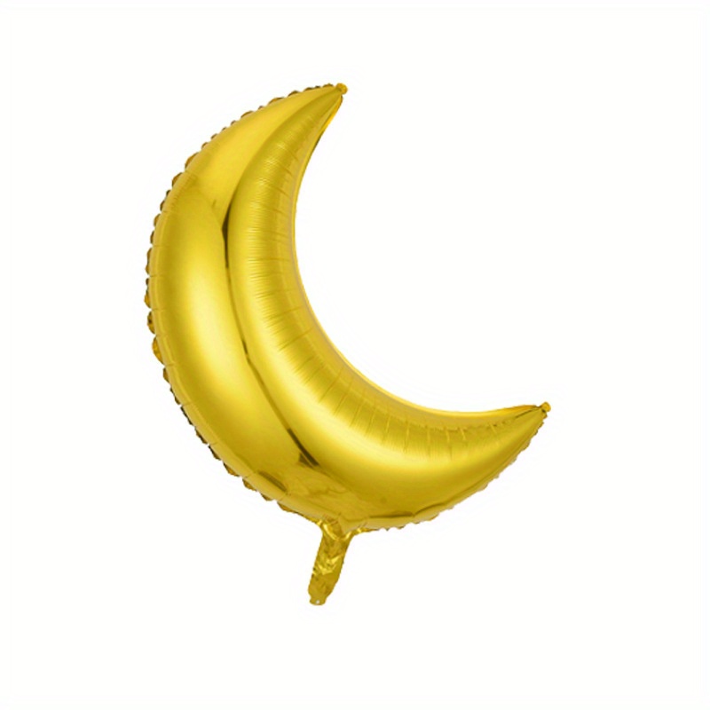 TEMU 5pcs 28" Moon-shaped Aluminum Balloons - Golden, Durable, Birthday, Wedding, And Party Decorations, Party Balloons | Golden Balloons | Durable