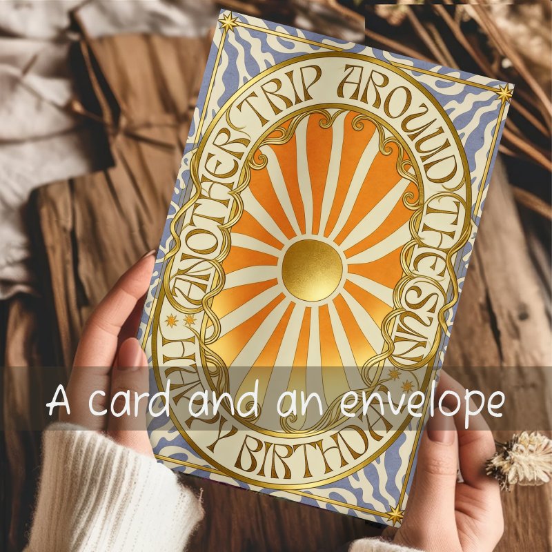 TEMU 1pc Greeting Card With Envelope, Fun Birthday Greeting Card With Envelope, 1pc Ideal Greeting Card Suitable For Any Occasion, Retro Sun Theme