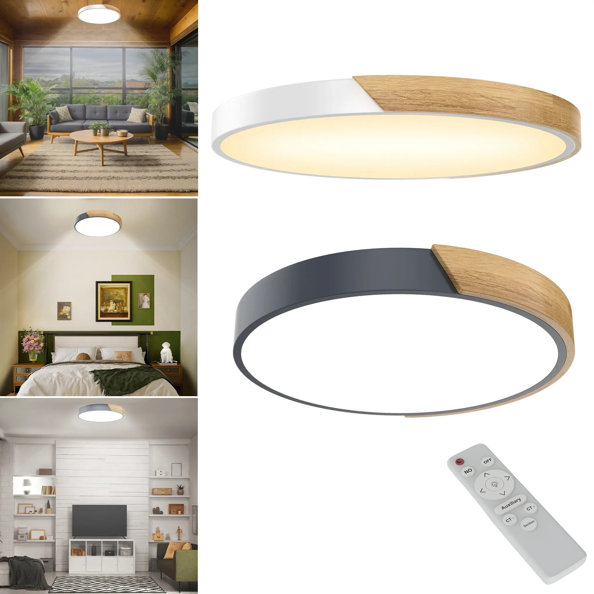 

Modern Led Ceiling Light - 48w/60w/96w,, Dimmable, Wooden Accent Band, Ideal For Living Room, Bedroom, Hallway, Cold White Light, Living Room Light|contemporary Lighting|