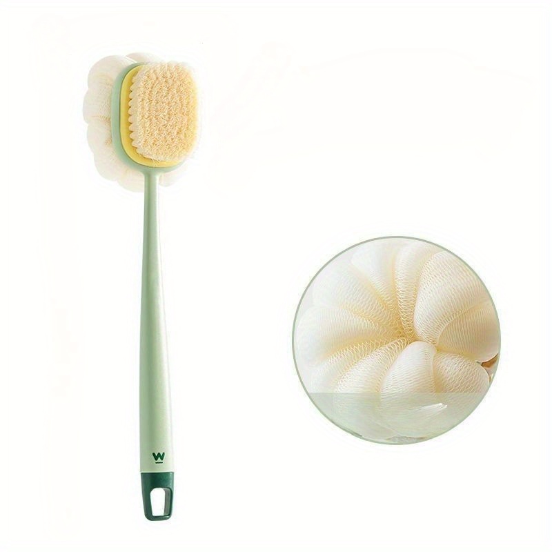 1    brush back scrubber dual sided exfoliating shower brush with ergonomic handle   beige hair scrubber for bath body exfoliation formaldehyde free hypoallergenic handheld exfoliator durable construction Product details 3