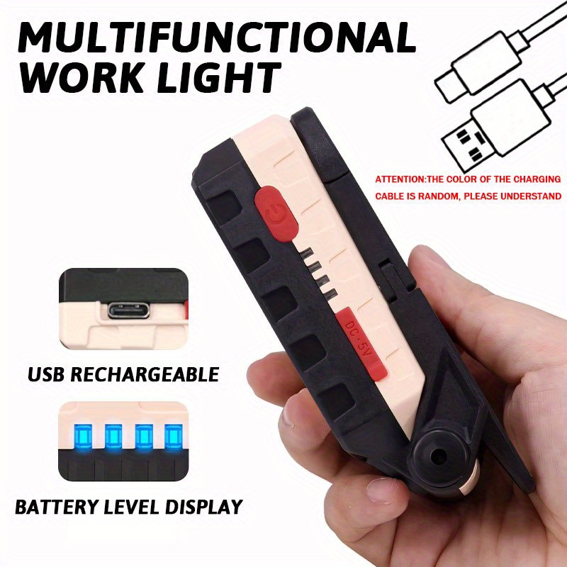 1pc   led flashlight usb rechargeable 1188     with magnetic   strobe light adjustable angle hook 18650 lithium battery powered portable   work light for camping hiking emergency   emergency lighting   reliable construction   flashlight construction workers Product details 6