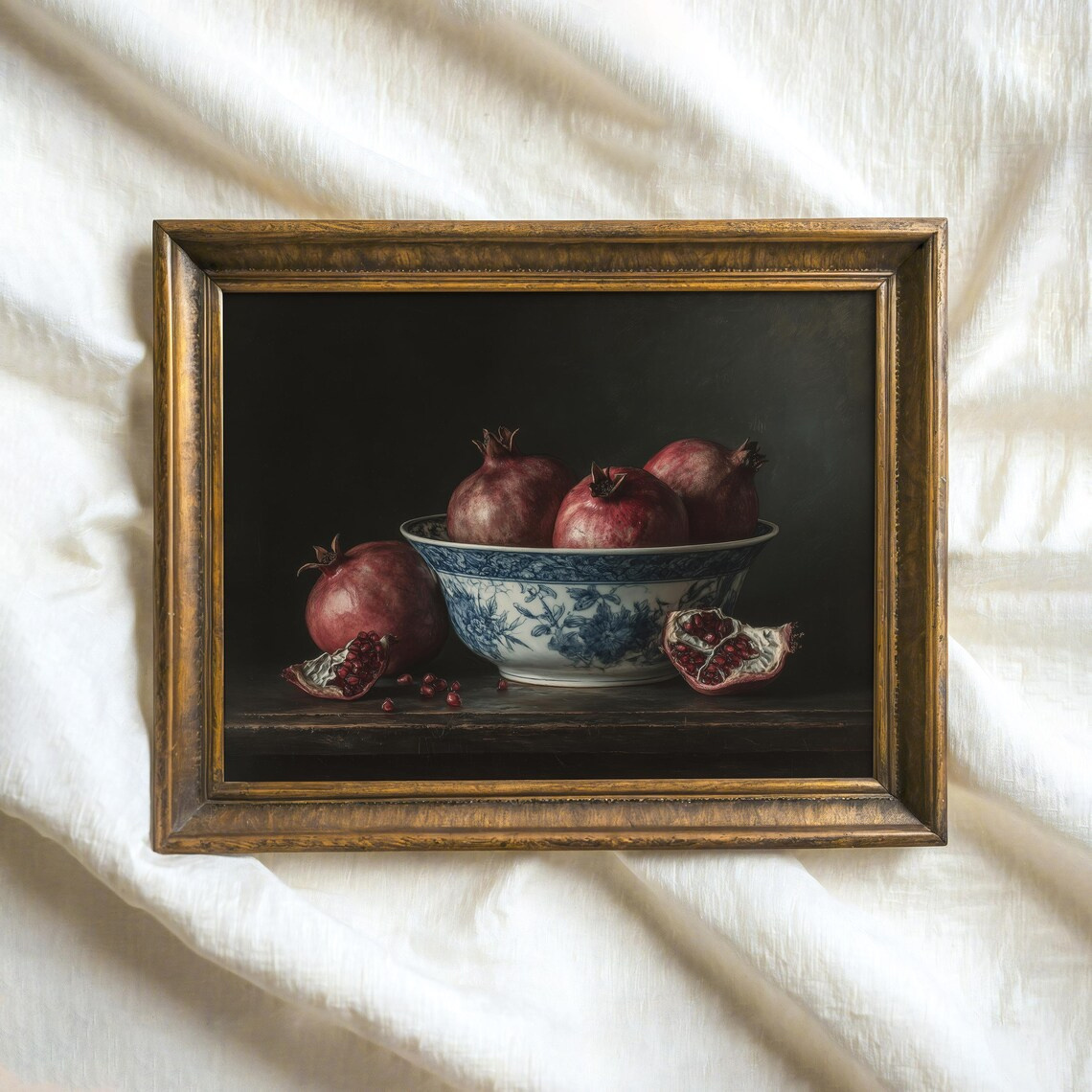 TEMU 1pc, Wall Art, Vintage Poster, Pomegranate Still Life Art Print, Fruit Canvas Painting, Perfect Decoration For Living Room And Bedroom, Room