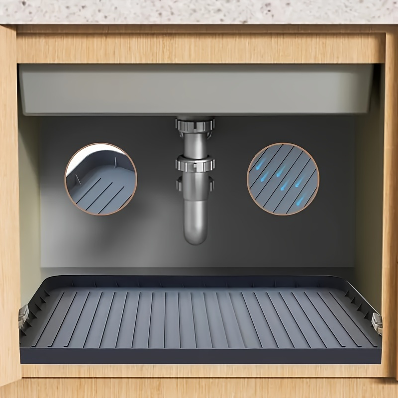 

Under-sink Mat Made Of High-quality Pp Material Easy To Clean - A Waterproof Drip Tray Liner Suitable For Kitchen And Bathroom Cabinets, Providing A Storage Option.