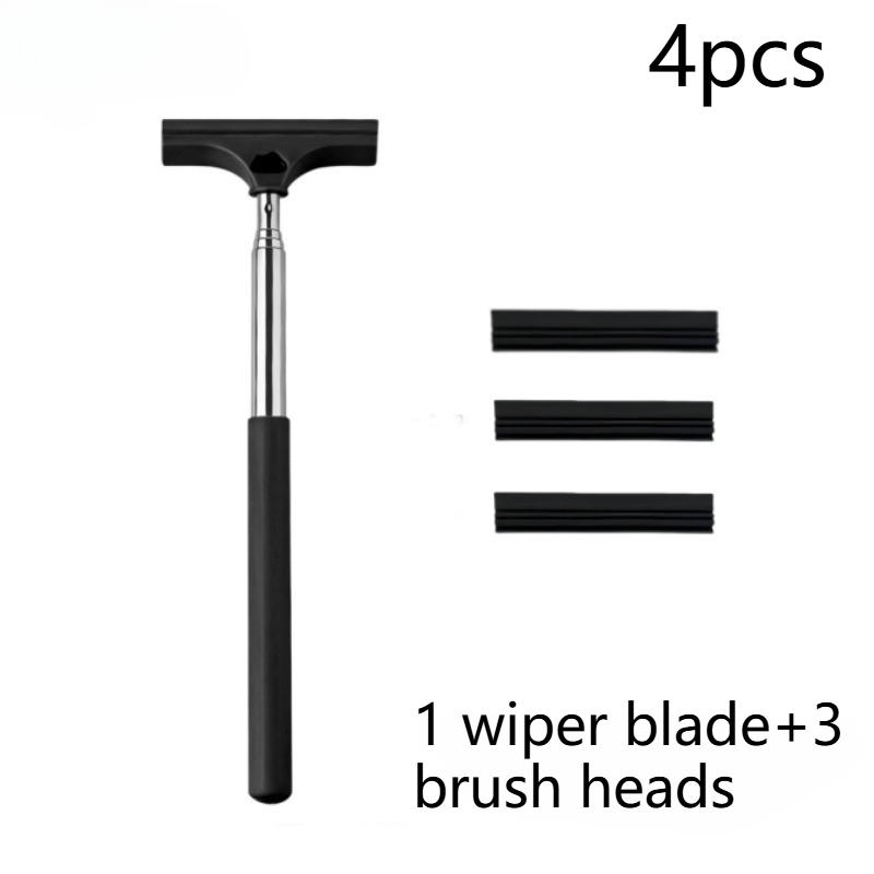 TEMU 4pcs Telescopic Wiper Blades (1 Wiper 3 Brush Heads) Extend From ' To The Front Rearview Mirror, With Adjustable Length And Easy Operation. Dual