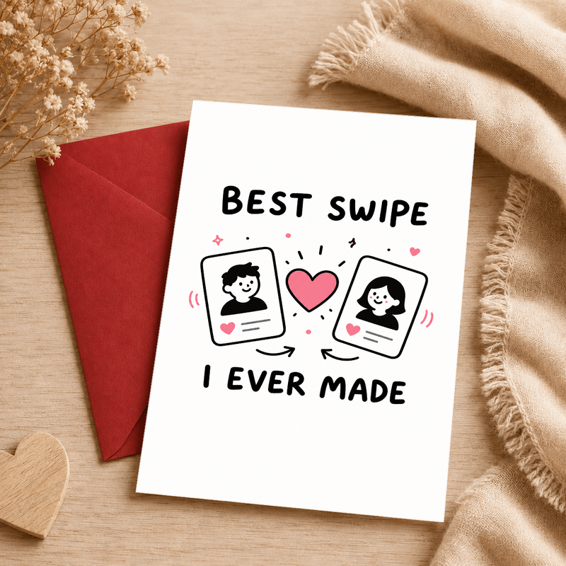 TEMU Perfect voor liefhebbers van datingapps! Deze schattige, handgetekende kaart je beste swipe match – ideaal voor verjaardagen, jubilea of gewoon