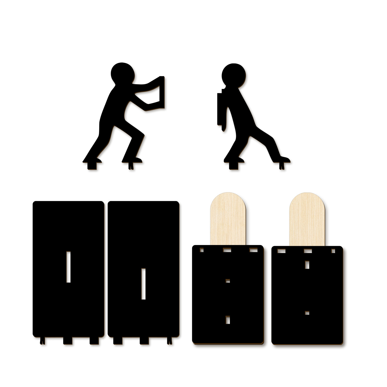 TEMU 1 Set Of Minimalist Wooden Bookends, Featuring Characters Pushing In A Design. Suitable For Home, Office, And Library Use, Are An For Organizing