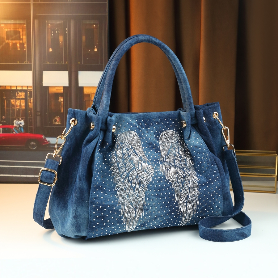 Denim Tote Bag full view flat lay