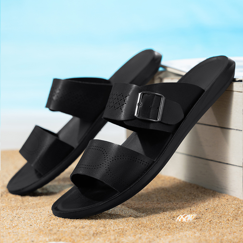men's sandals, arch support slide with adjustable strap and cork