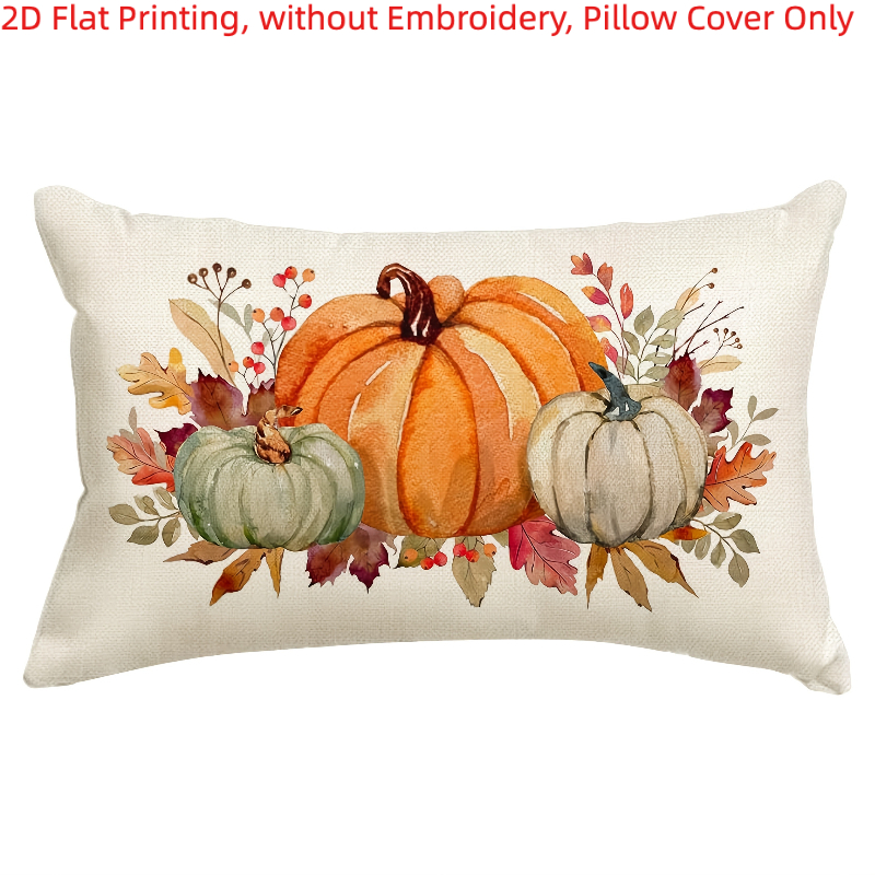 TEMU 2D Plat - 1pc, Impression 2D Plate, Décoration d'automne avec coussin de Thanksgiving motif citrouille et feuille d'érable, Impression ,