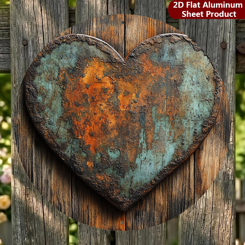 TEMU 2d Flat, 1pc, Rusty Heart Decorative Sign Vintage Rust Plaque Cobblestone Texture Perfect For Home, Porch, Garden, Cafe, Etc, Outdoor Signage |