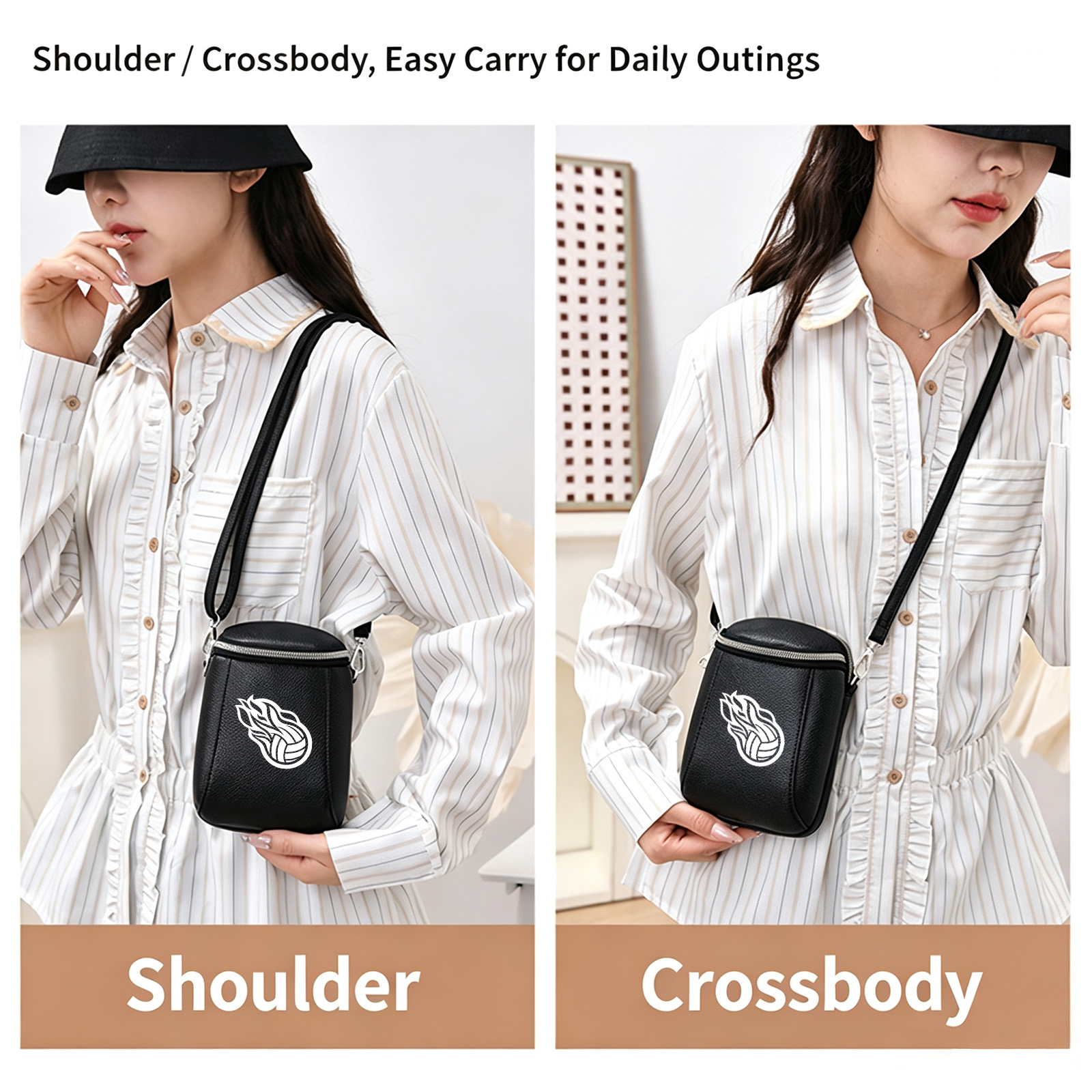 flame pattern volleyball mini crossbody bag elegant style shoulder bag durable pu material double layer compartment storage with adjustable strap casual   vacation all match holiday gift