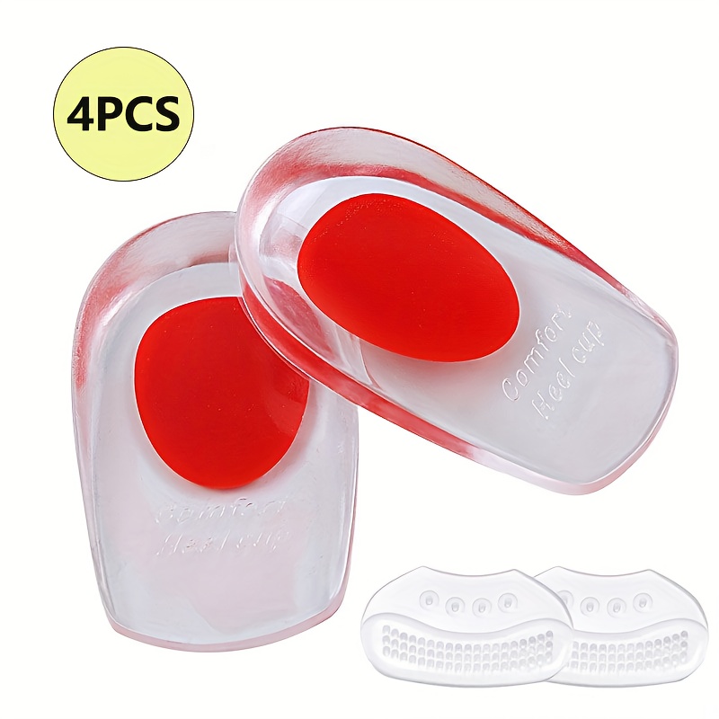 TEMU 2/4pcs Heel Pads For Men And Women, 4 Universal Gel Heel Cushions - Heel Pads Suitable For Achilles Bone Spurs, Gel Heel Cup, Shock-absorbing