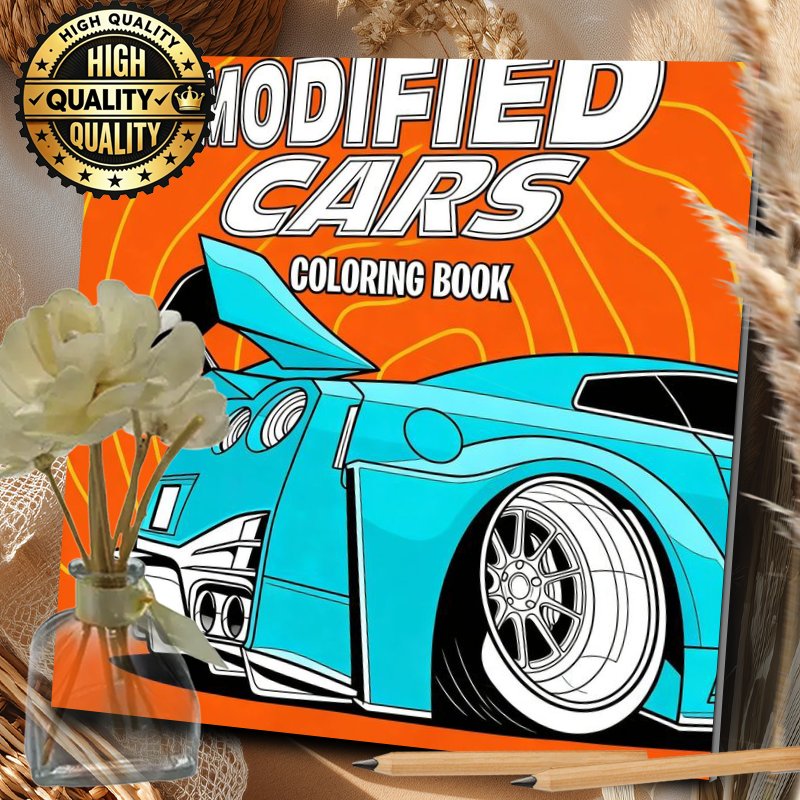 TEMU 1 Copy Large Modified Car Mandala Coloring Book, Suitable For Adult Men- Coloring Embossing Of Modified Car Designs