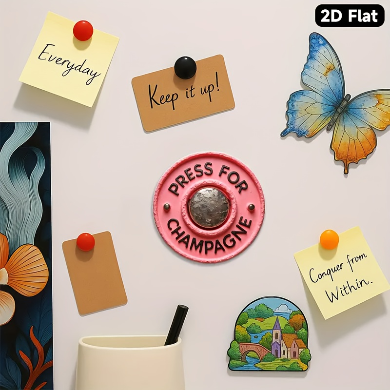 TEMU New 2d Flat Magnets! This Single Piece Of Acrylic And Rubber, Festive Occasions - Featuring A Vintage -colored Button Design With A Distressed