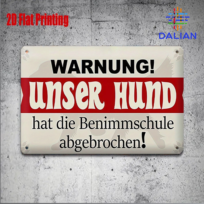 E-shop 2D-Flach, 2D-Ebene ., 8x12 Zoll Vintage Eisen-Schild mit Used-Look im Stil einer „Warnung der deutschen Hundegehorsamsschule“, geeignet für