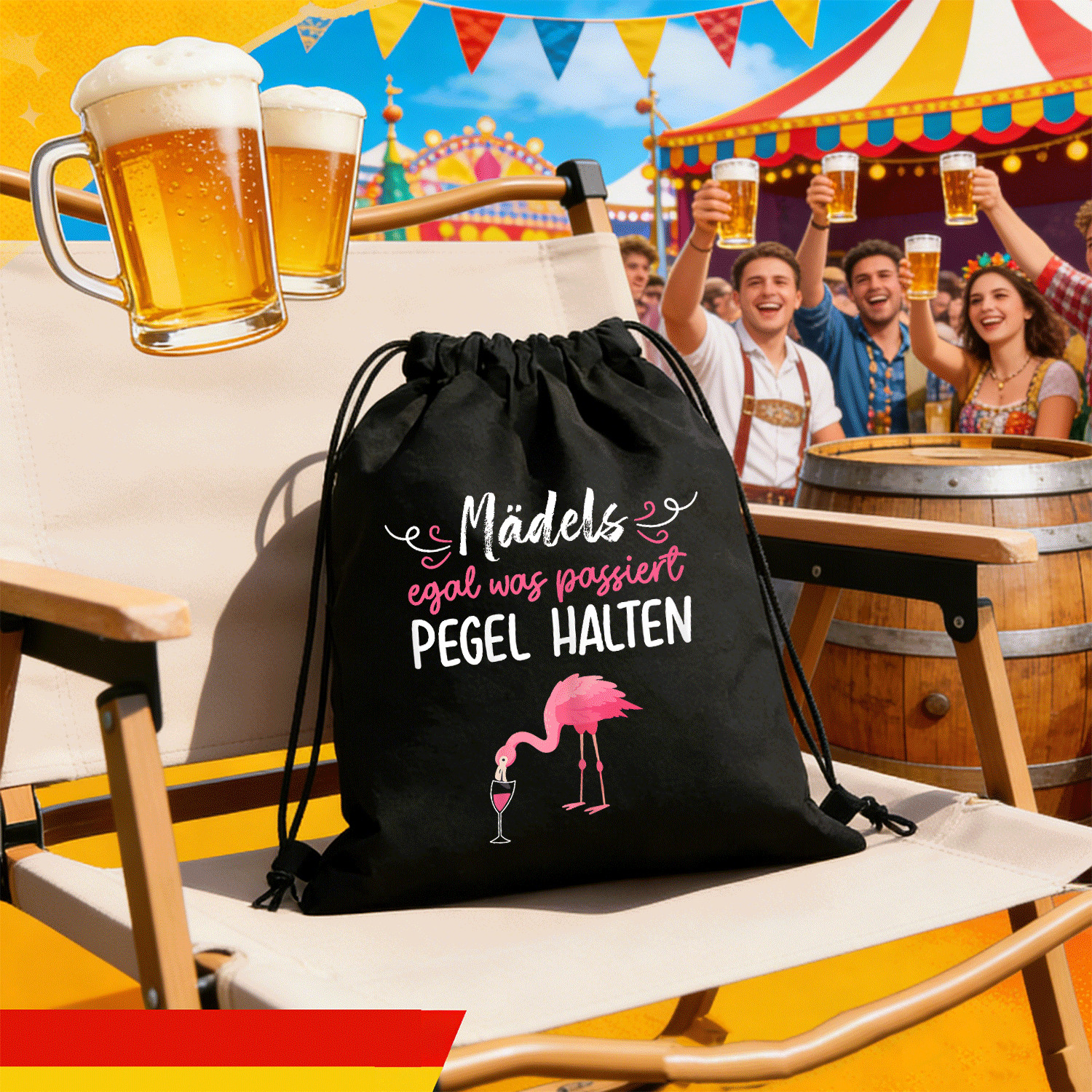 Keep Mallorca Flamingo Beer Bachelor Party Adjustable Drawstring Backpack
