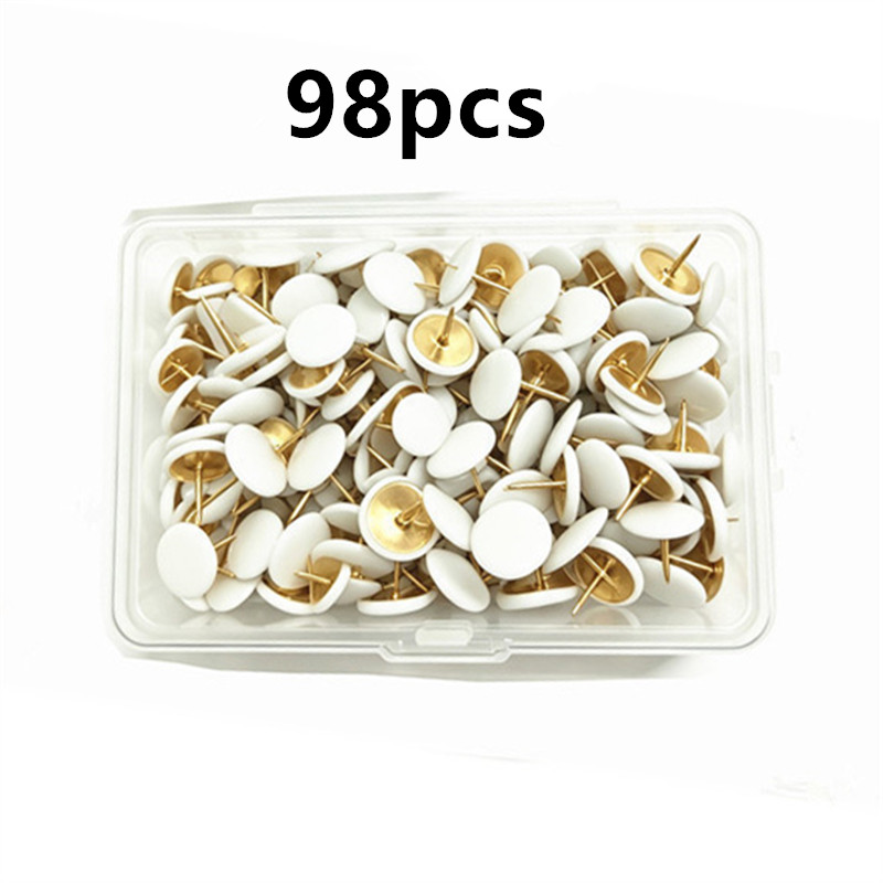 TEMU 98pcs Round Head Thumbtacks Plastic And Metal Office Binding Supplies School / Photo/diy/home Random Color