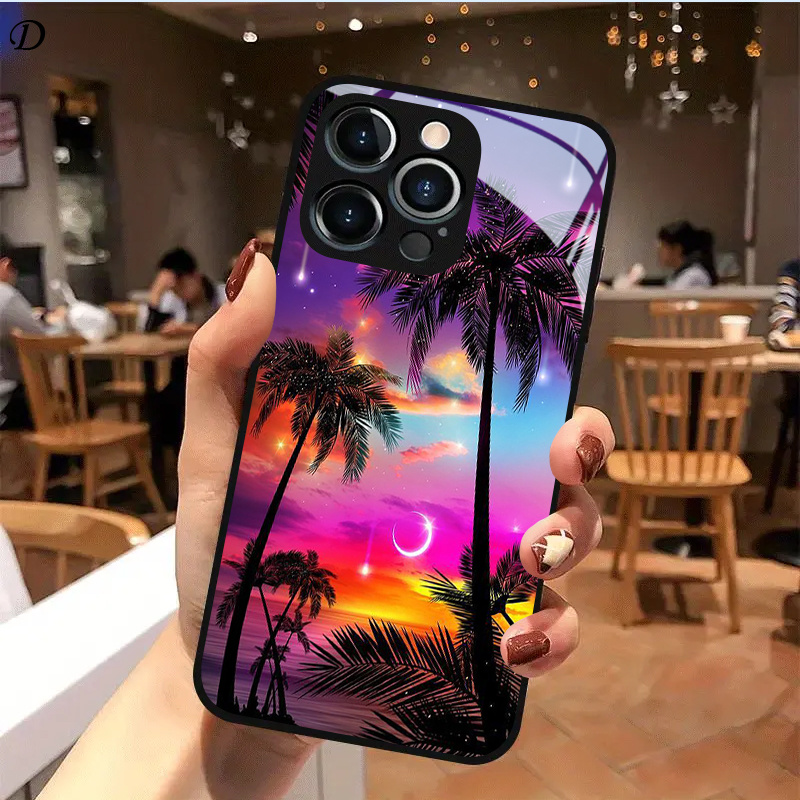 TEMU Phone Case: Sunset Gradient Pattern Tempered Glass For Iphone 17, 17 Pro, 17 Pro Max, Iphone 16, 16 Pro, 16 Pro Max, Iphone 15, 15 Pro, 15 Pro