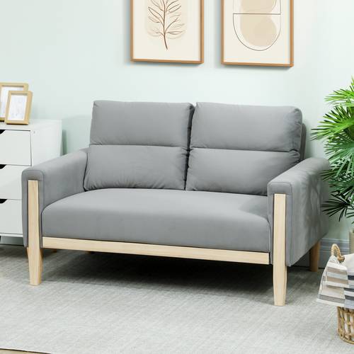 53 loveseat sofa small 2 seater couch with solid wood legs grey velvet upholstery for living room
