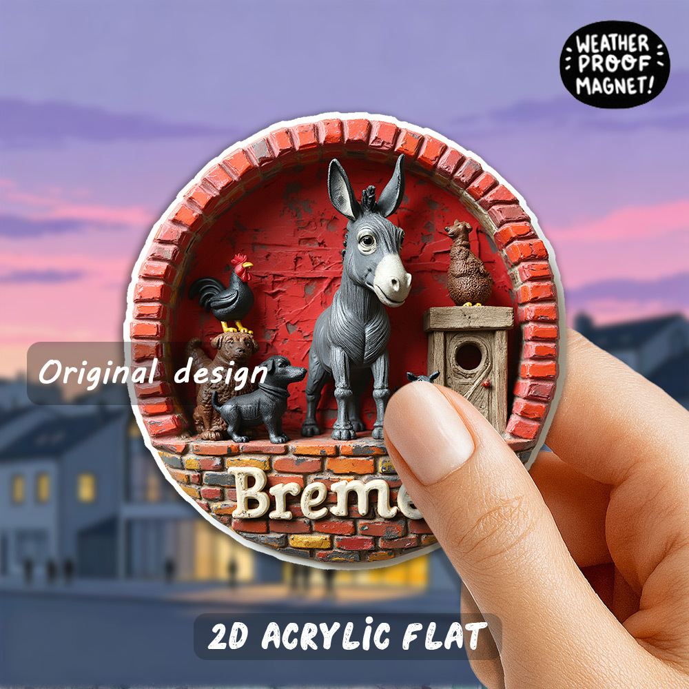 TEMU 1pc Menagerie Magnet - The & The Dog, Donkey & Rooster Fridge Magnets, Acrylic Decor For German Tale Fans, Christmas Gifts & For - (compatible