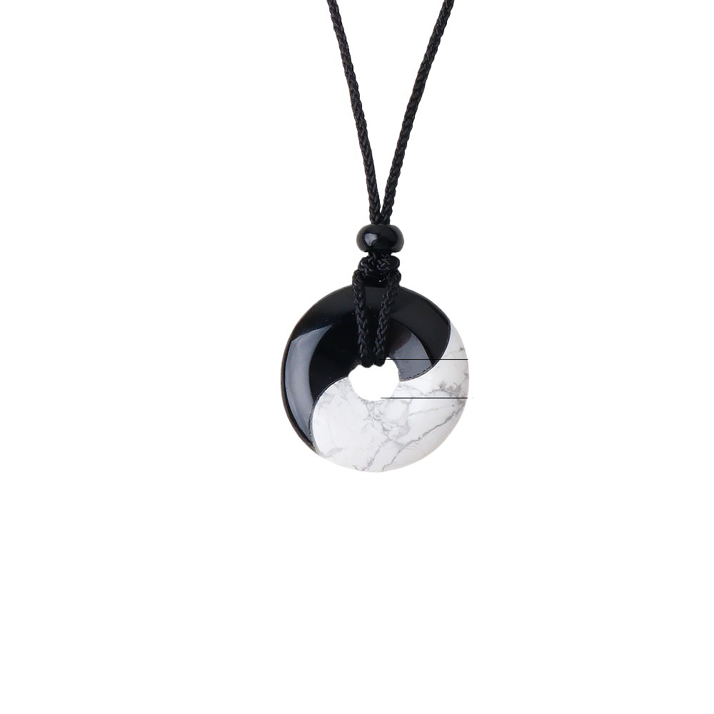 TEMU Pendentif nœud de paix Yin Yang Tai Chi en naturelle avec chaîne en corde, style zen