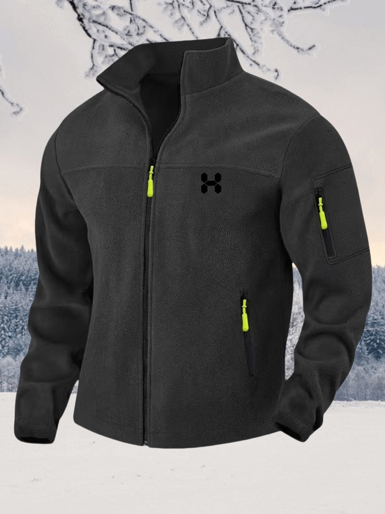 mens autumn winter jacket 2026 new style trendy streetwear h print stand collar jacket windproof warm multi pocket outdoor workwear full  