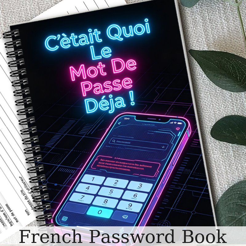 TEMU 1 bloc-notes pour de passe français, agenda de sécurisé des de passe, logbook portable de stockage de de passe au design cyber néon pour adultes