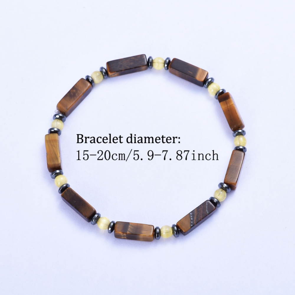Rectangular Tiger's Eye and Golden Stretch Bracelet