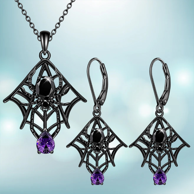 TEMU 3pcs Elegant Spider Water Rhinestones Necklace & Earrings - Sparkling Rhinestones Design, Perfect For Christmas, New Year, Valentine's Day,