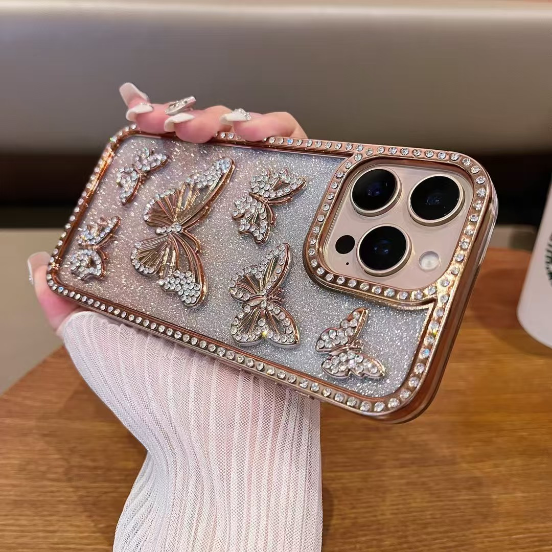 TEMU Phone Case: Electroplated Glitter Sequin Full-cover Drop-proof Protective Case, Creative And Niche, For 16 15 14 13 12 Pro Max