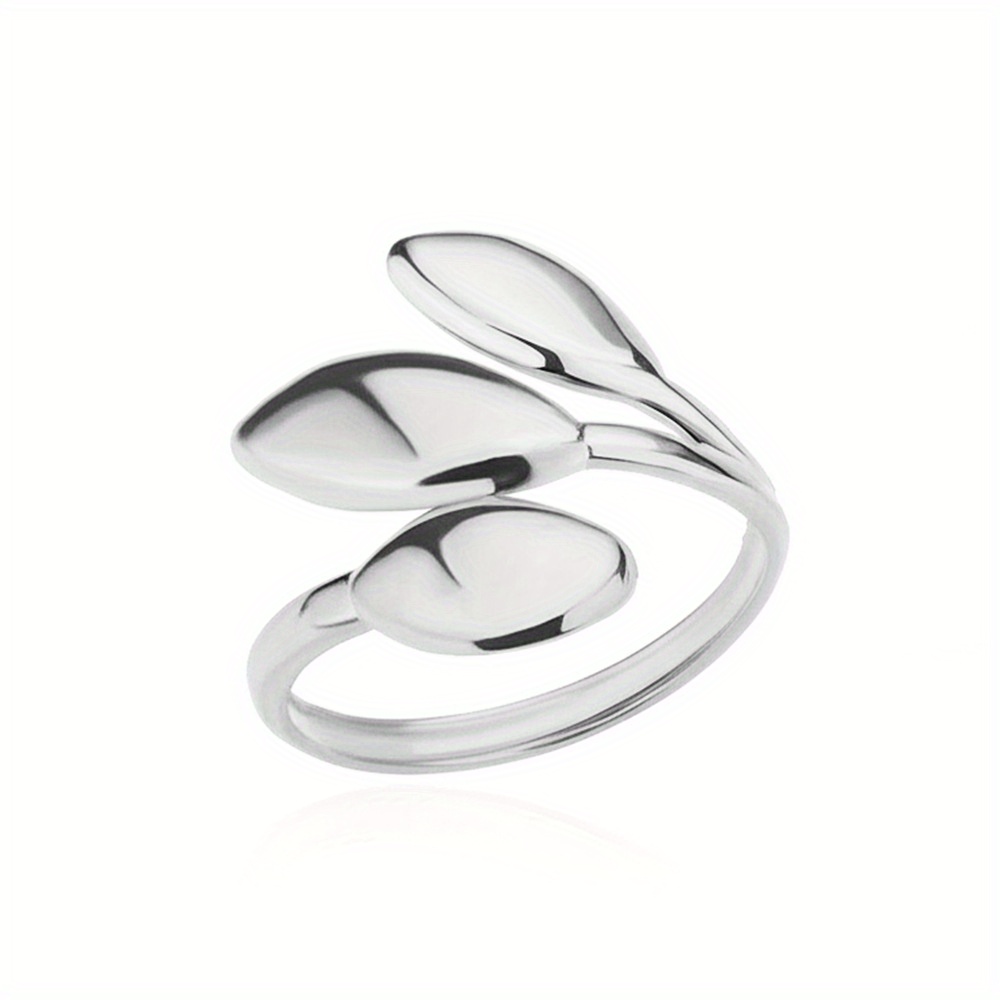 Tri-Leaf Adjustable Open Ring in 304 304 Stainless Steel Material Tarnish-Proof Perfect for Daily Wear Holiday Occasions Stylish Unisex Gift for Teenager For Teenager