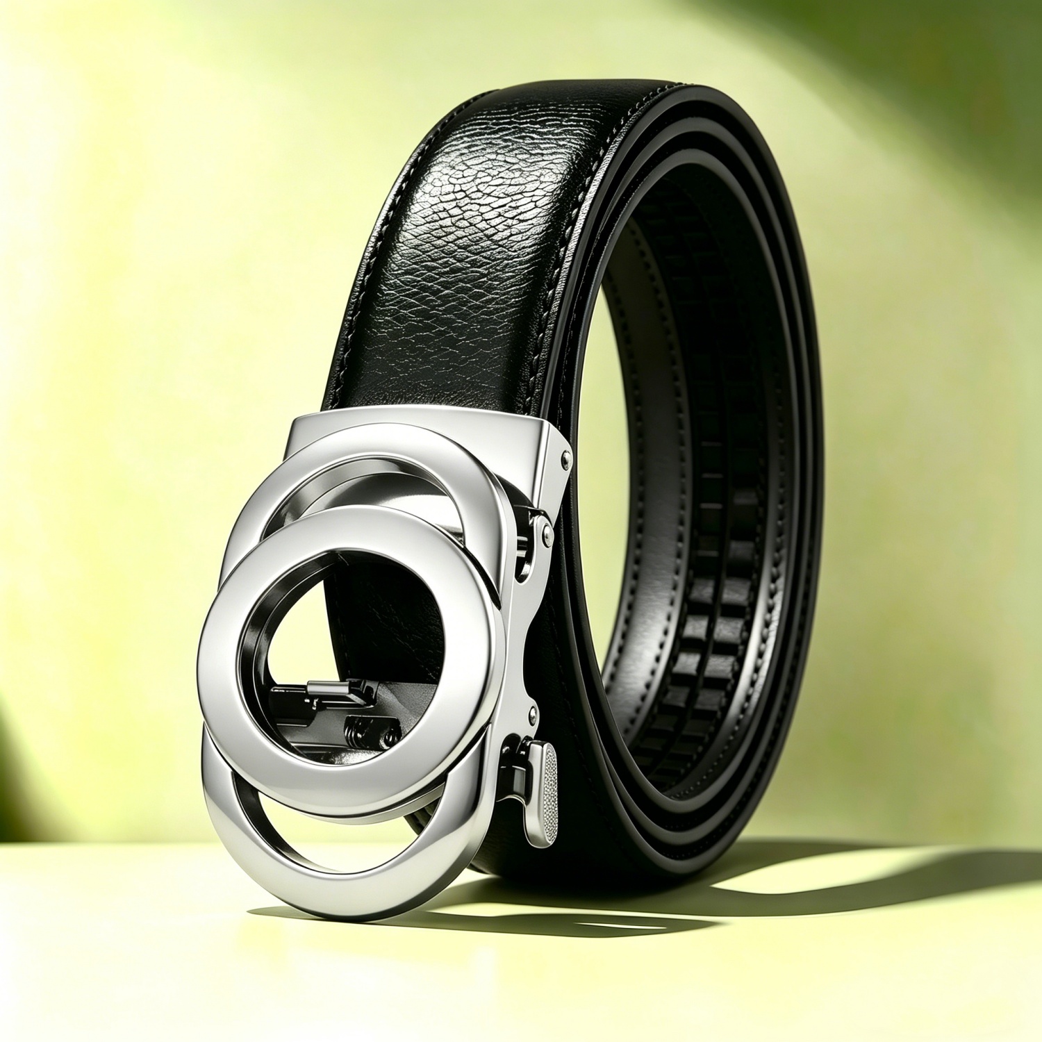 Image of Automatic Faux Leather Belt Business Formal Dress Casual Genuine Faux Leather Belt For Jeans- Fashion Daily Decoration Jeans Belt - Belt - Ideal Holiday Gift