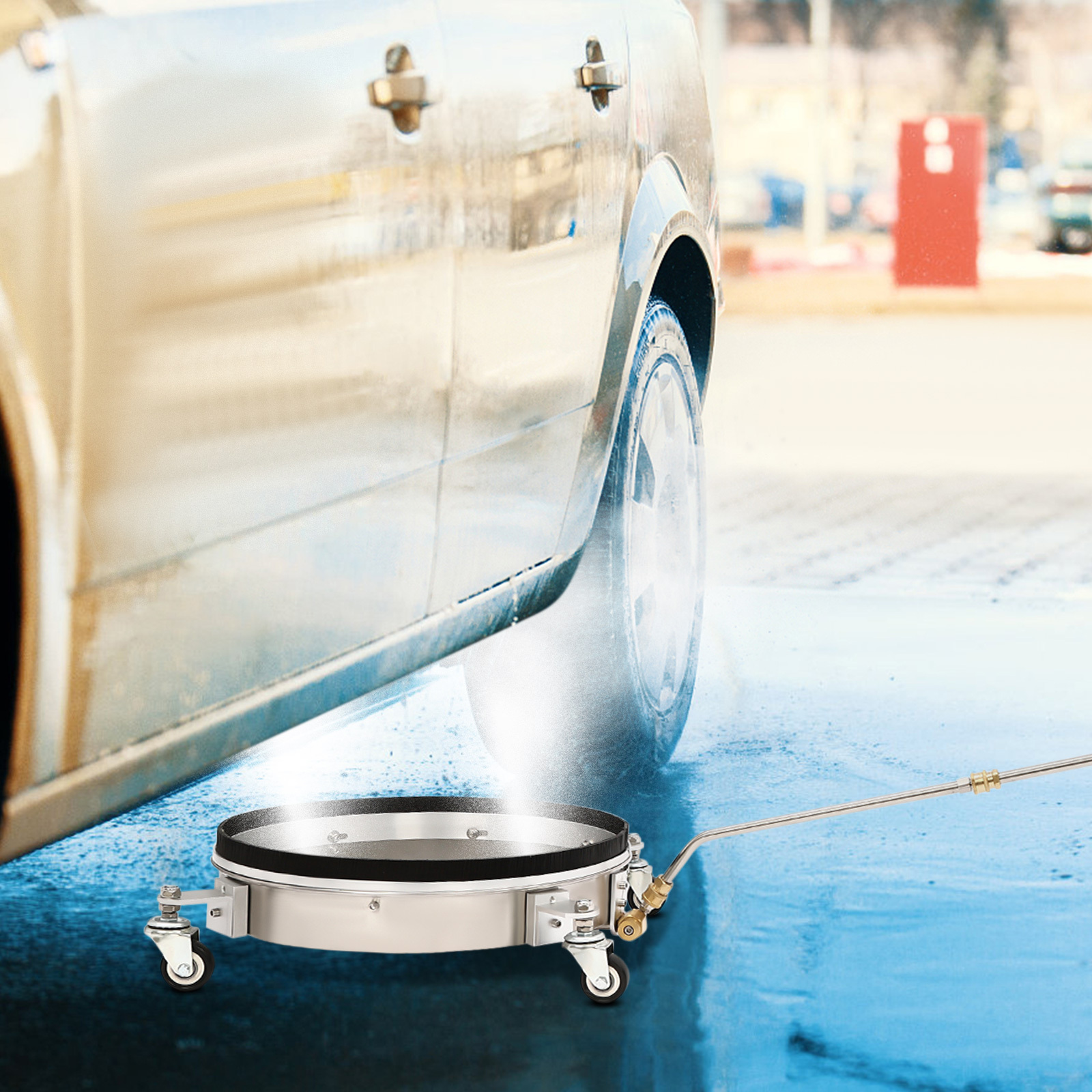 TEMU 16inch 2-in-1 Dual Purpose Cleaning Tray + Accessories 2-in-1 Surface Cleaner, Silvery Surface Cleaner High-quality Stainless Steel And Copper