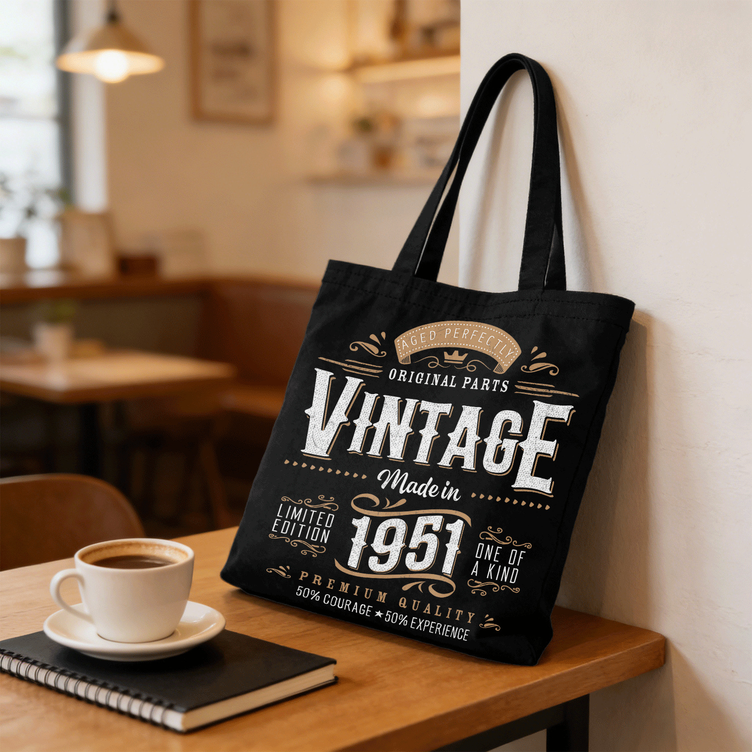 TEMU Vintage 1951 Label 75th Birthday Gift Men Women Old Fashion Tote Bag Suitable For Travel, Commuting And Daily Use, Fashionable, Sturdy And