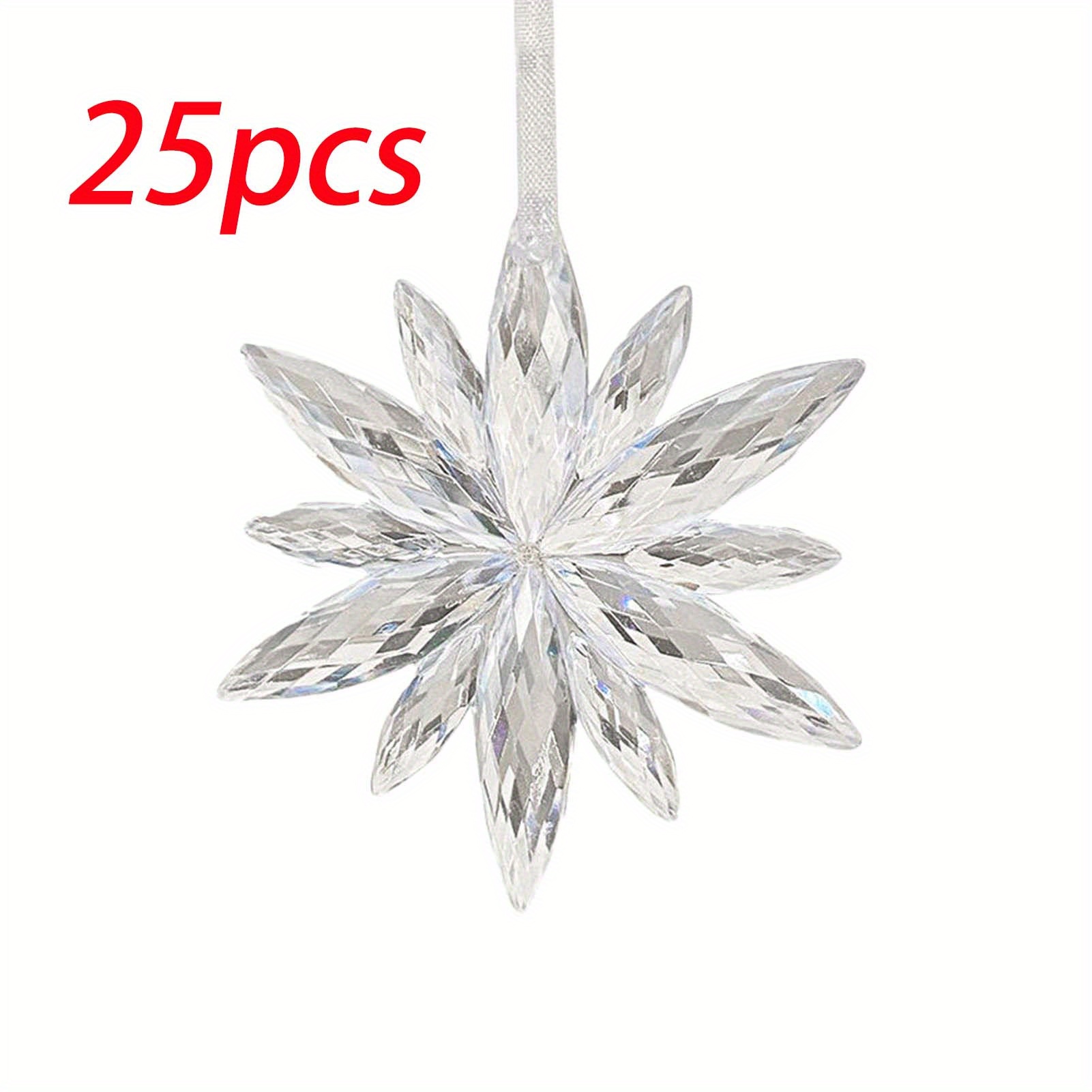 TEMU Paquete de 25 piezas de adornos transparentes de de cristal adecuados para árbol de Navidad, coronas, guirnaldas - colgantes decorativos