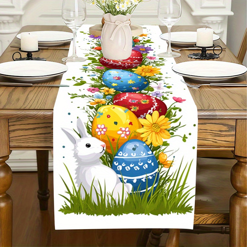 

Easter Pattern Tablecloth, Polyester Woven Rectangle Table Flag Cloth