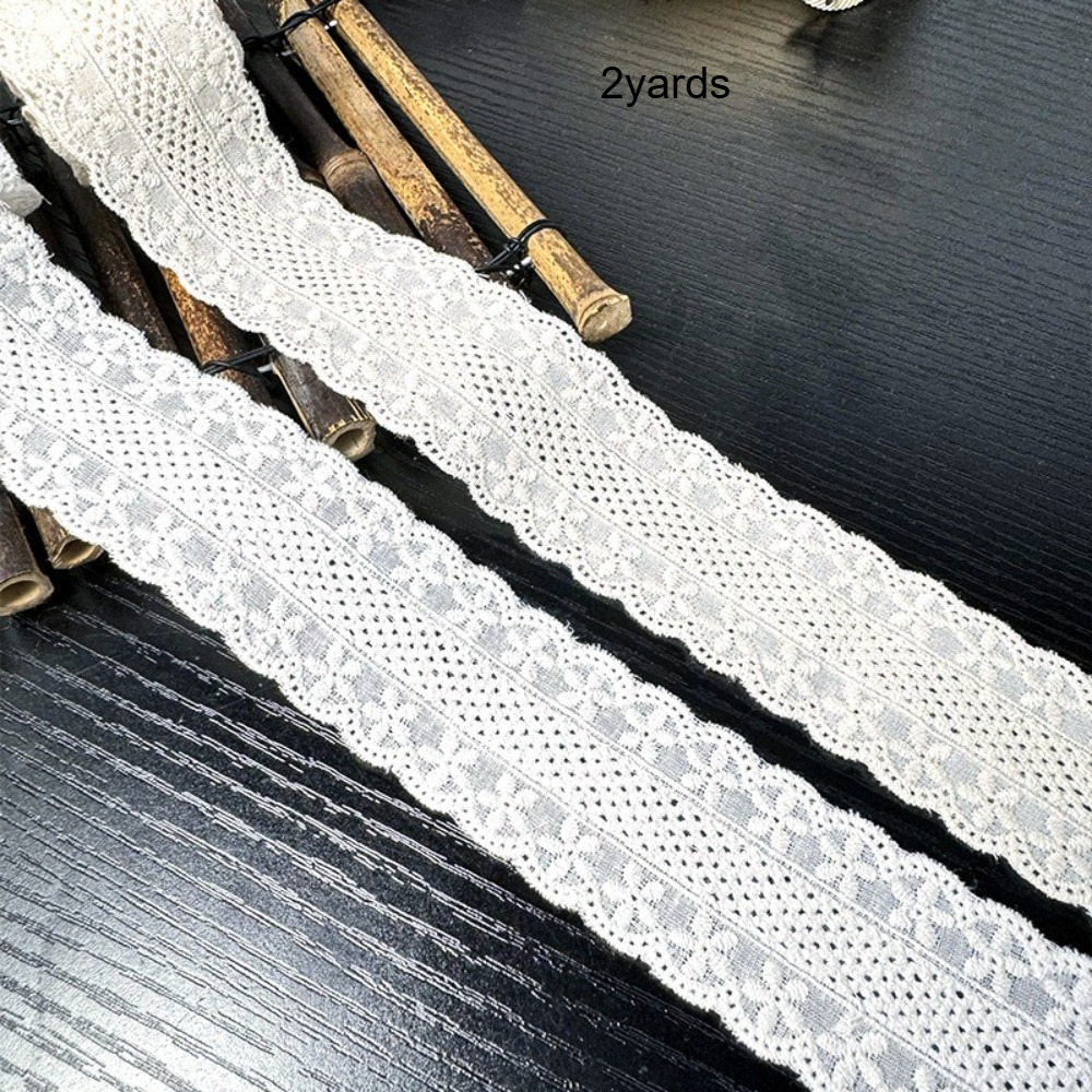 TEMU Of Hollow Embroidered Lace Trim, Water-soluble Lace Embroidery, Lace Trim, Lace Trim, Hand-stitched , 1.57 Inches In Width, Ideal For Headgear,