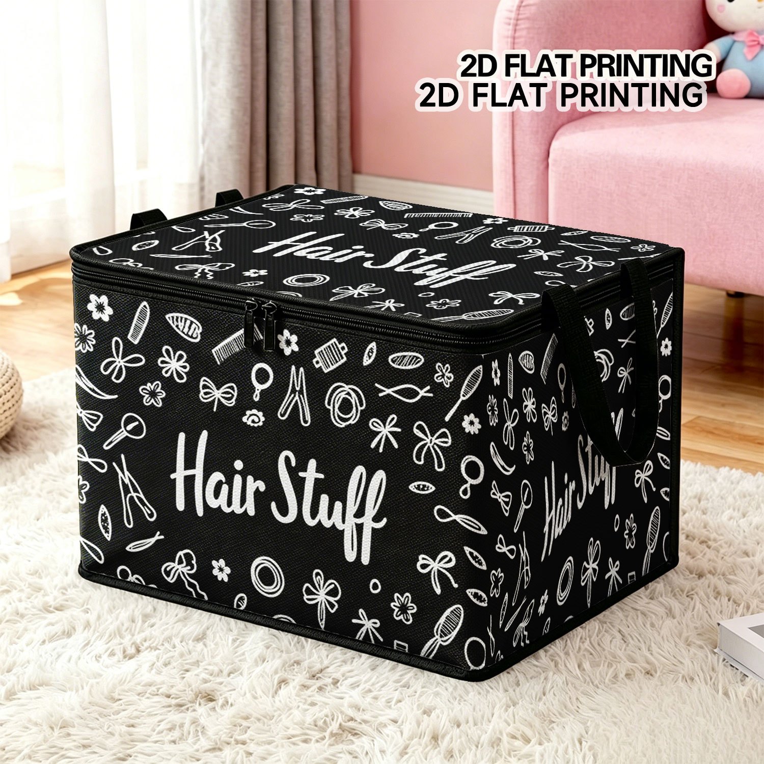 TEMU Boîte de rangement pour vêtements avec couvercle, 1 pièce, idéale pour ranger des accessoires pour cheveux, avec un motif peint à sur fond noir.