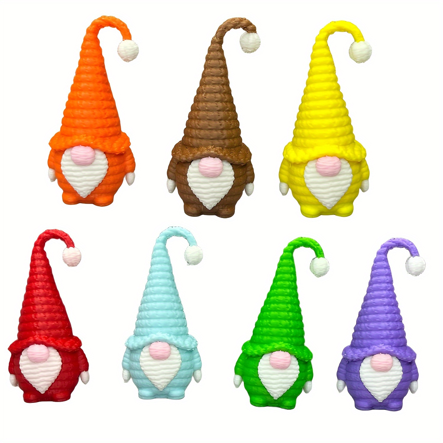 TEMU 1 Set/7pcs 3d Printed Colorful Gnome Dwarf Bonsai Figurines, Plastic Craft Decorative Ornaments, Home Hanging Decor, Perfect For Halloween,