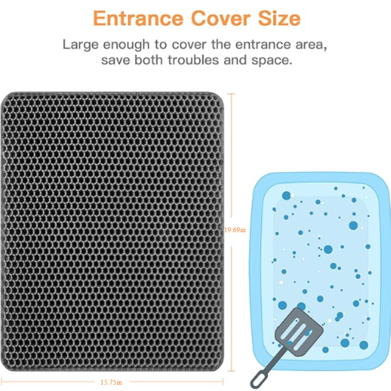 TEMU 1pc Cat Litter Mat, Double-layer Honeycomb Design, , Non-slip, Washable, And Easy To Clean - Protective Pad For Cat Litter Box, Toilet, Bathroom, Feeding Area - Ideal For Cats And Small Pets