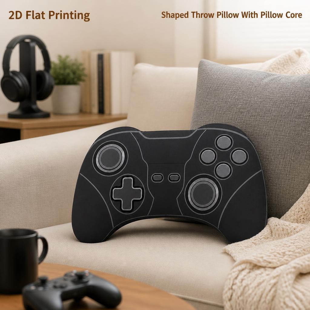 TEMU Gaming Controller Button Layout Shaped Throw Pillow Minimalist Gamer Room Decor For Bedroom Sofa Home 2d Flat Printing Shaped Stuffed Throw