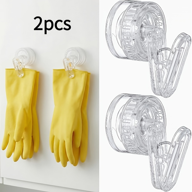 TEMU Rotating Suction Cup Organizer Rack No Drill Clips Gloves Towels Kitchen Sink Bathroom Balcony Washable Versatile Space Must Have, Utility Hooks