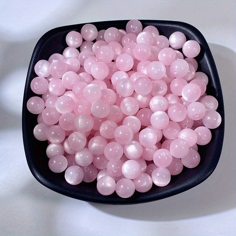 TEMU 52 piezas, cuentas redondas de resina de de de 8 mm, cuentas sueltas para pulseras, diademas DIY, cintas para el pelo, dijes para teléfono,