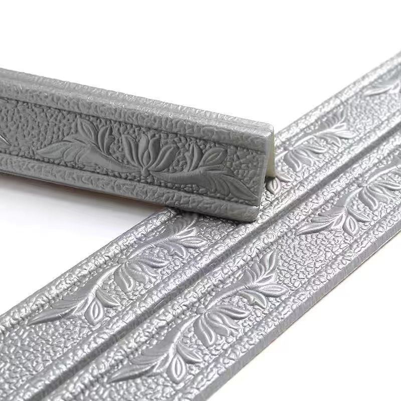 Image of 4 Rolls 3d European Elegant Floral Self-adhesive Decorative Trim - Pvc Wallpaper Border Strip With 3d Floral Pattern, Ideal For Home Decor And Room Decoration, Brown And Golden, Wallpaper Border Strip