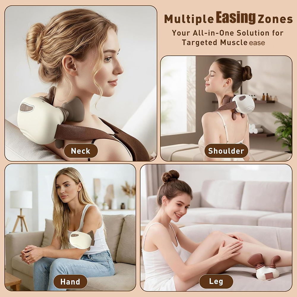 4D Wireless Neck Shoulder Massager, Bionic Hands Deep Tissue Massage, Portable Electric Kneading Back Massager, 3 Massage Modes, for Body Gifts