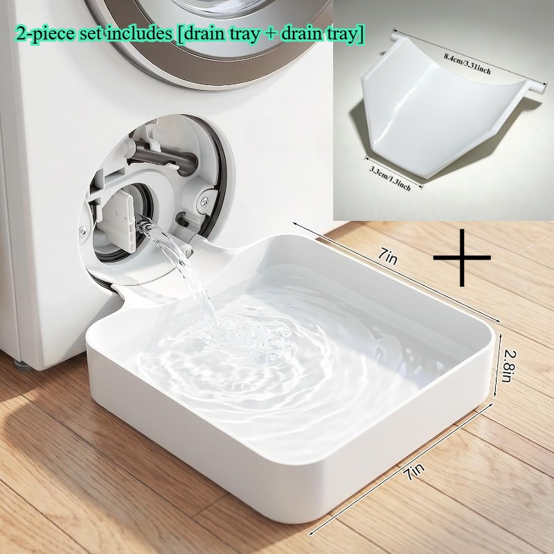 TEMU Lot de 2 bac de vidange et plateau de récupération d'eau pour machine à laver à chargement frontal, plateau de vidange de profil bas pour le