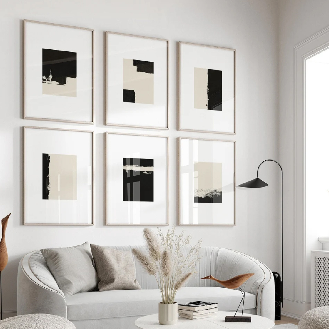 TEMU 6pcs Set, Wall Art, Vintage Poster, - White Modern Black And Beige Minimalist Art Art Print, Pattern Canvas Painting, Unique And Aesthetic