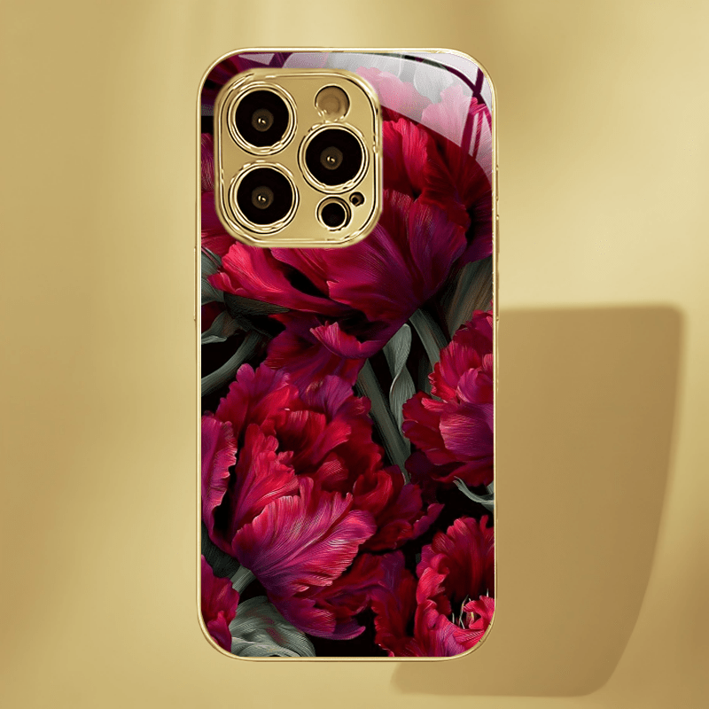TEMU Phone Case: -proof Phone Case With An Oil Painting-style Red Peony Pattern, Suitable For Iphone 18/18 Pro/18 Pro Max/17/17 Air/17 Pro/17 Pro