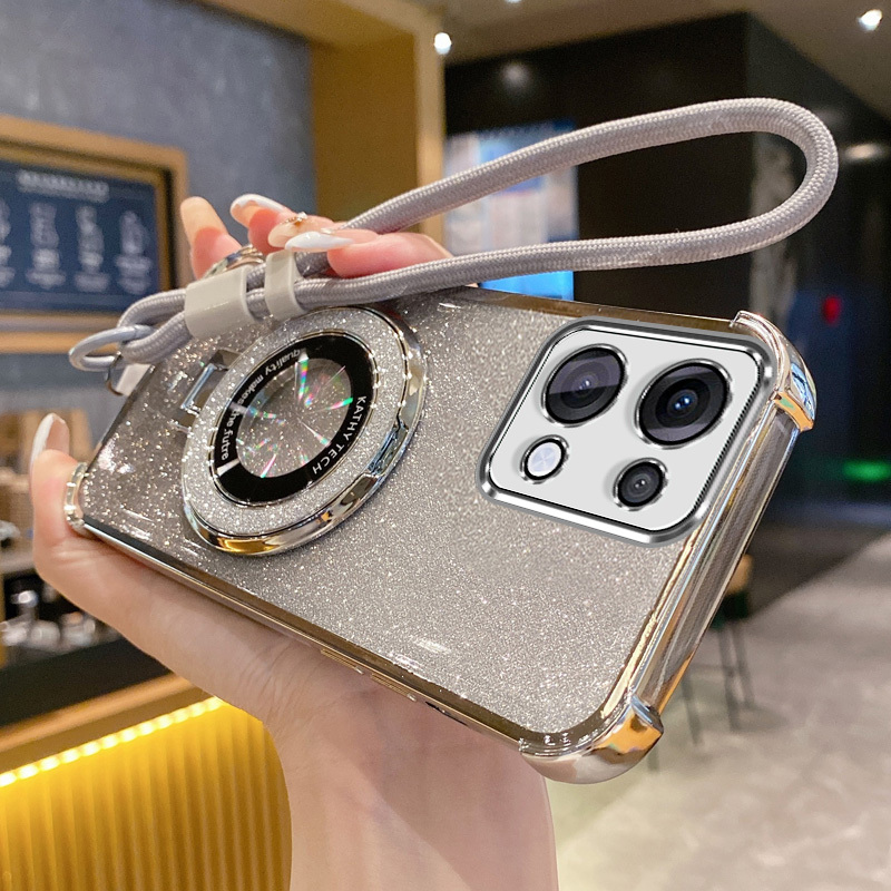 TEMU Phone Case: Suitable For Oppo Reno 13 Pro/reno 13 Fashion Electroplated Edge Phone Case With Stand, Soft Tpu Material, Wireless Charging